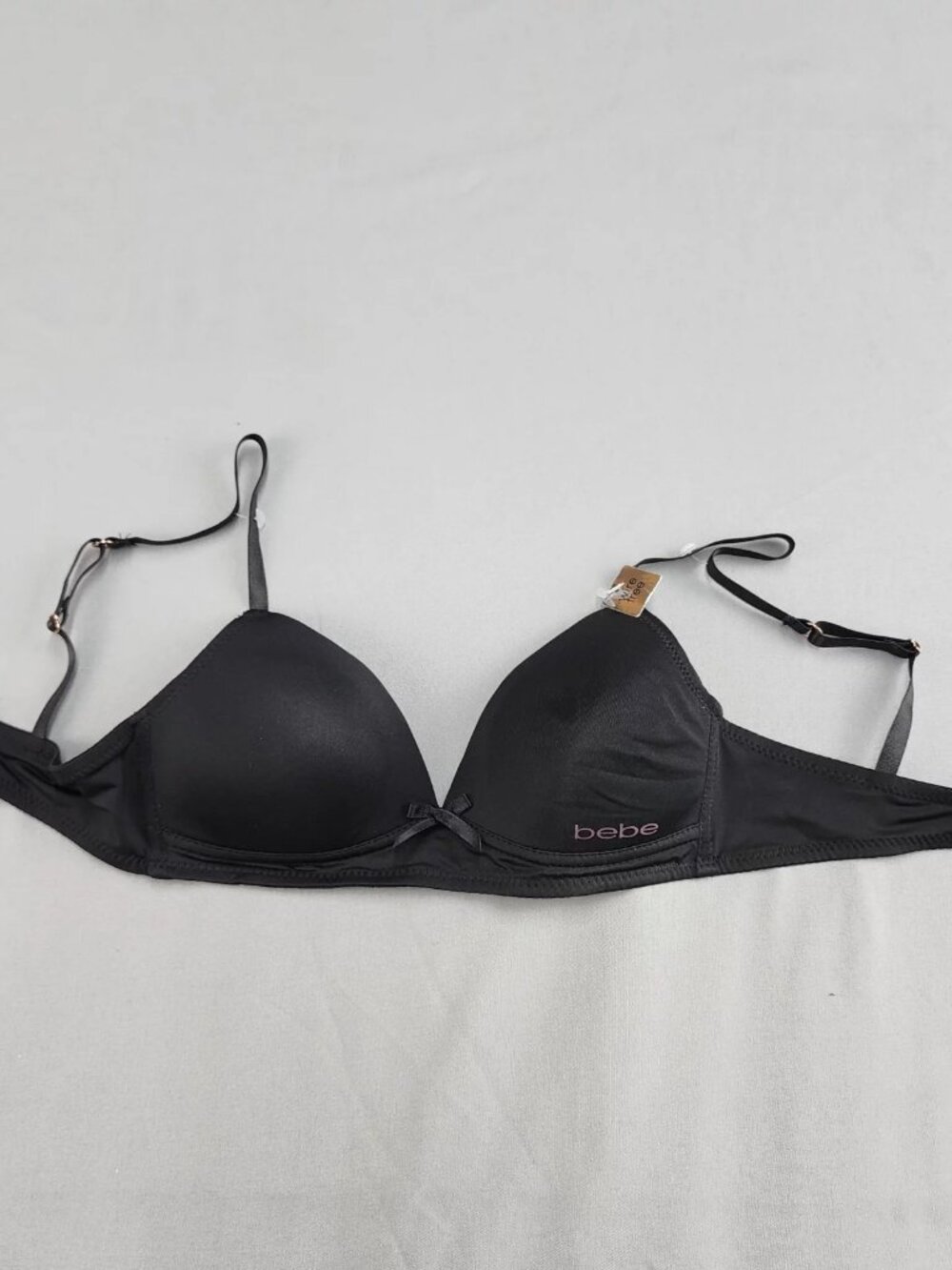 bebe girls Push Up Bra 30B Black Padded Underwire Adjustable Straps Bow